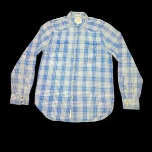(S) Lucky Brand Classic Fit Plaid Indigo Western